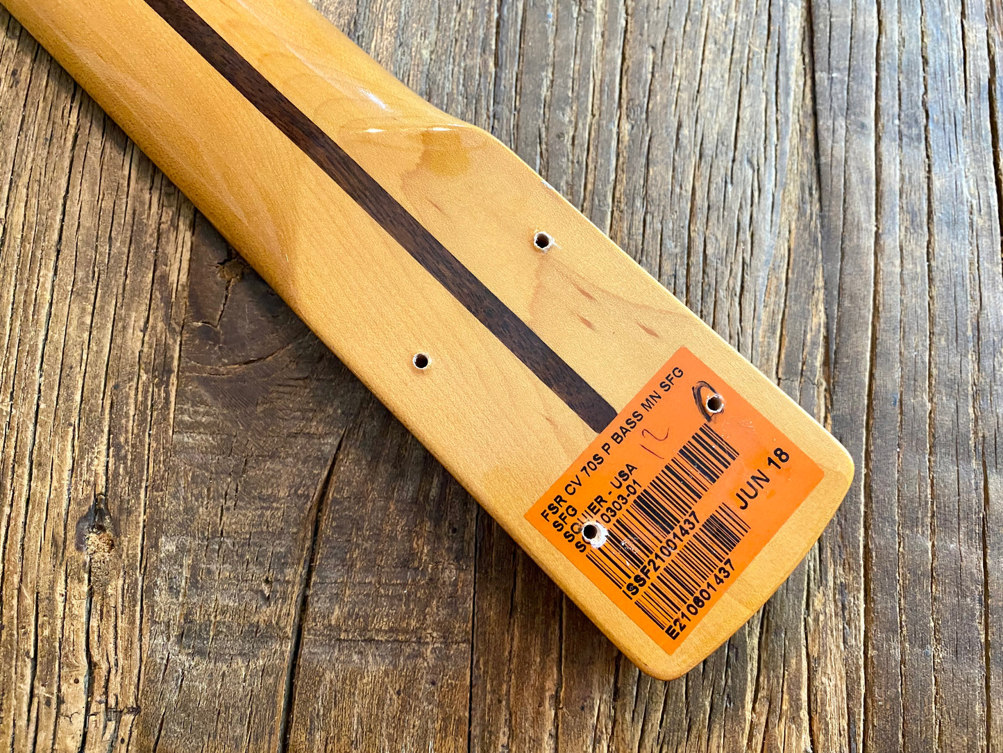 2021 Classic Vibe 70s Precision Bass Neck + Tuners | Black Block Inlays and Binding