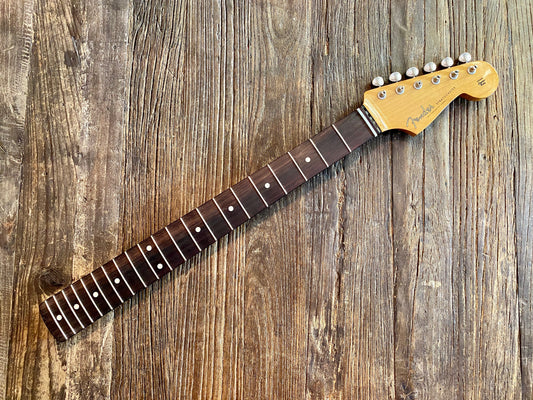 2015 Classic Series Stratocaster Neck + Tuners | Rosewood, Vintage Style Split Post Tuners