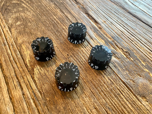 Black Speed Knobs | 24-Spline | Notched Edge, From 2016 Gibson Les Paul Studio HP