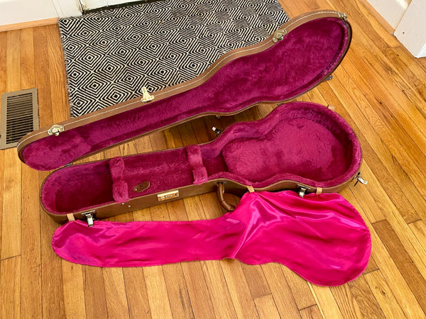 Gibson USA TKL Les Paul Hard Case | Brown & Pink w/ Pink Shroud, Soft Handle, Combo Lock